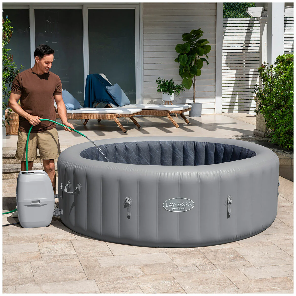 Lay-Z-Spa Santa Monica AirJet 7 Inflatable Spa 216cm Grey Capacity 1,190L - Image 9