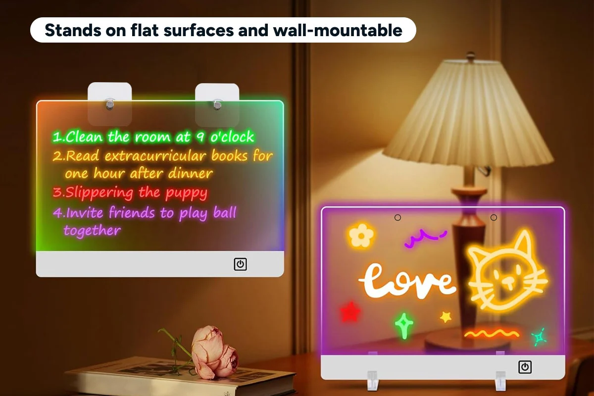 LED Acrylic Drawing Board with 7 Markers and Stand - Image 5