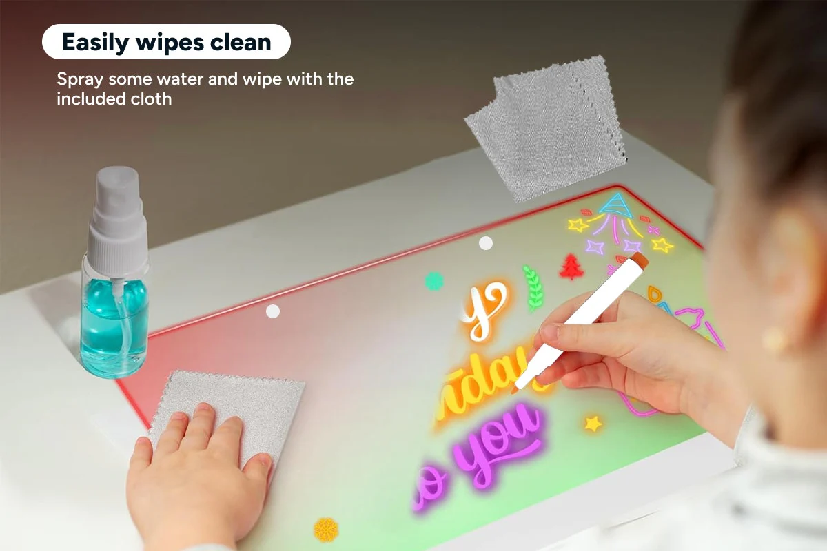 LED Acrylic Drawing Board with 7 Markers and Stand - Image 7