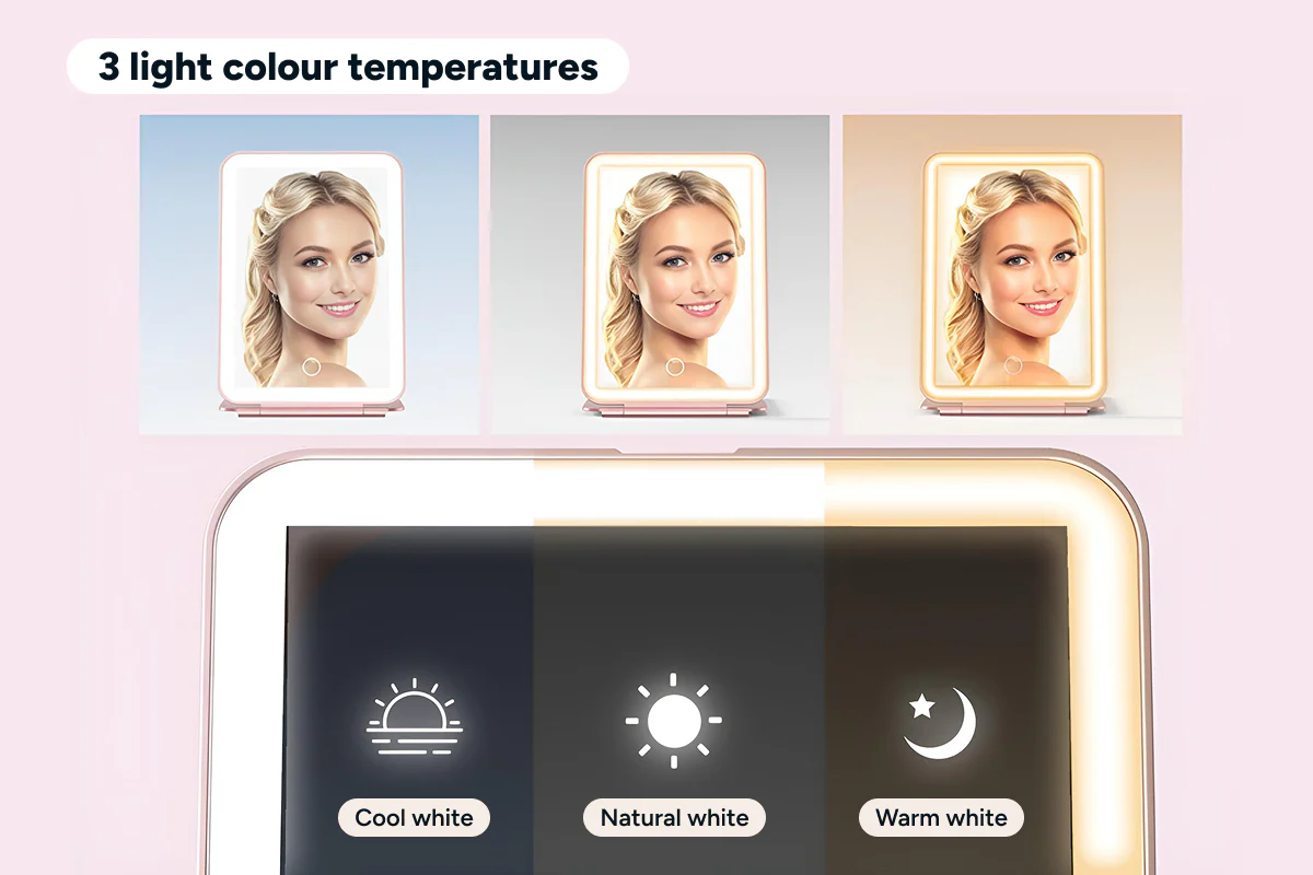 LED Compact Portable Mirror with 68 LEDs and 3 Light Modes - Image 4