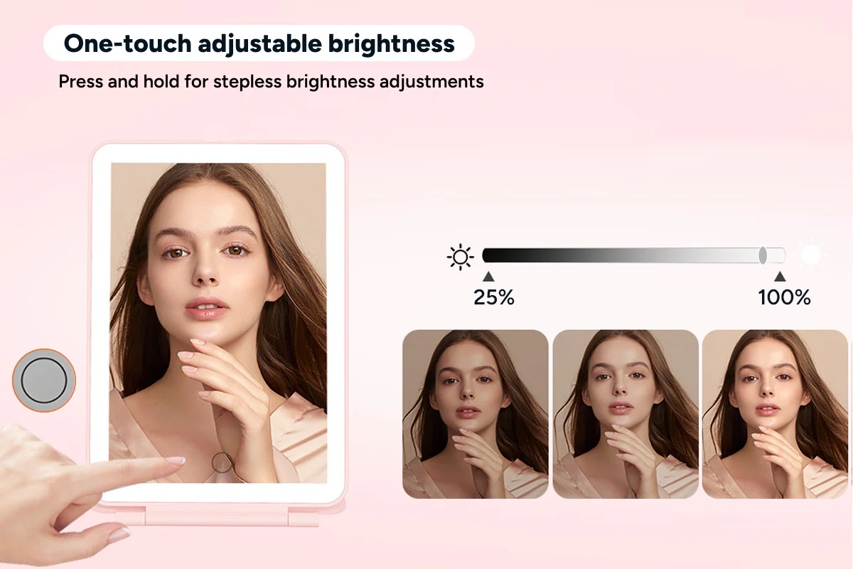 LED Compact Portable Mirror with 68 LEDs and 3 Light Modes - Image 5