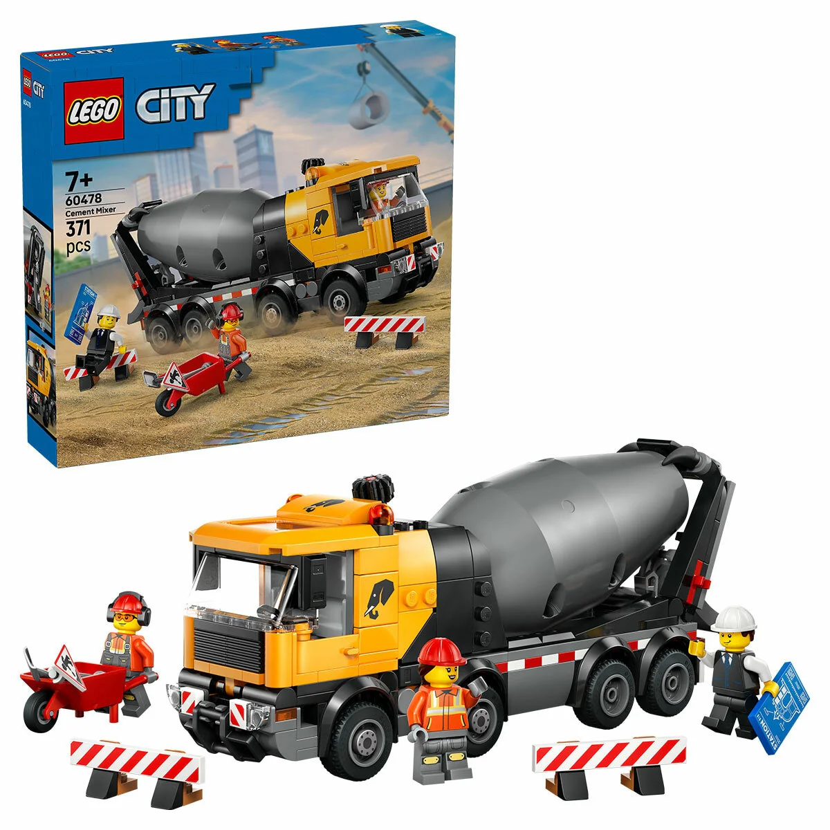 LEGO City Cement Mixer 60478 Detailed Construction Truck 371 Pieces