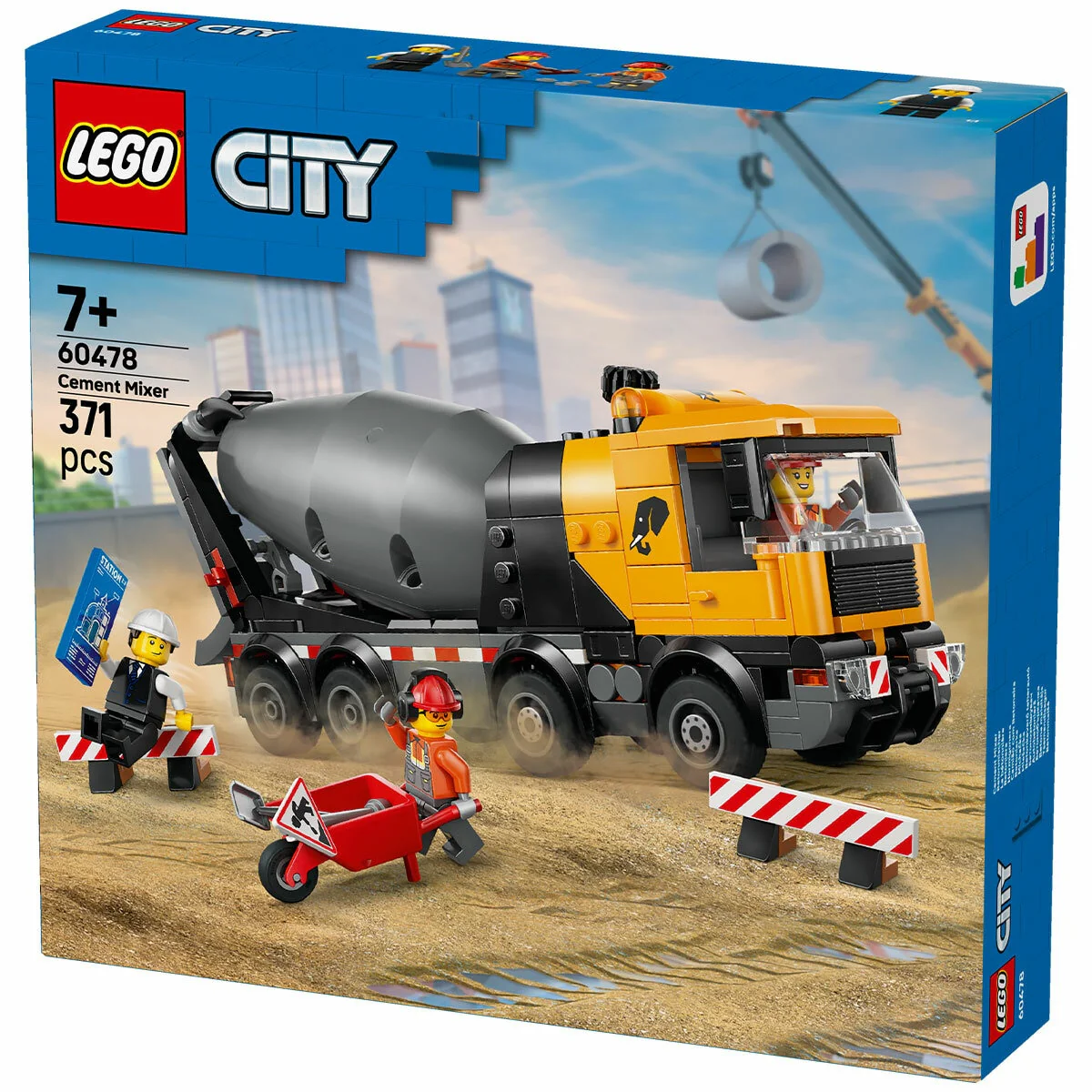 LEGO City Cement Mixer 60478 Detailed Construction Truck 371 Pieces - Image 7