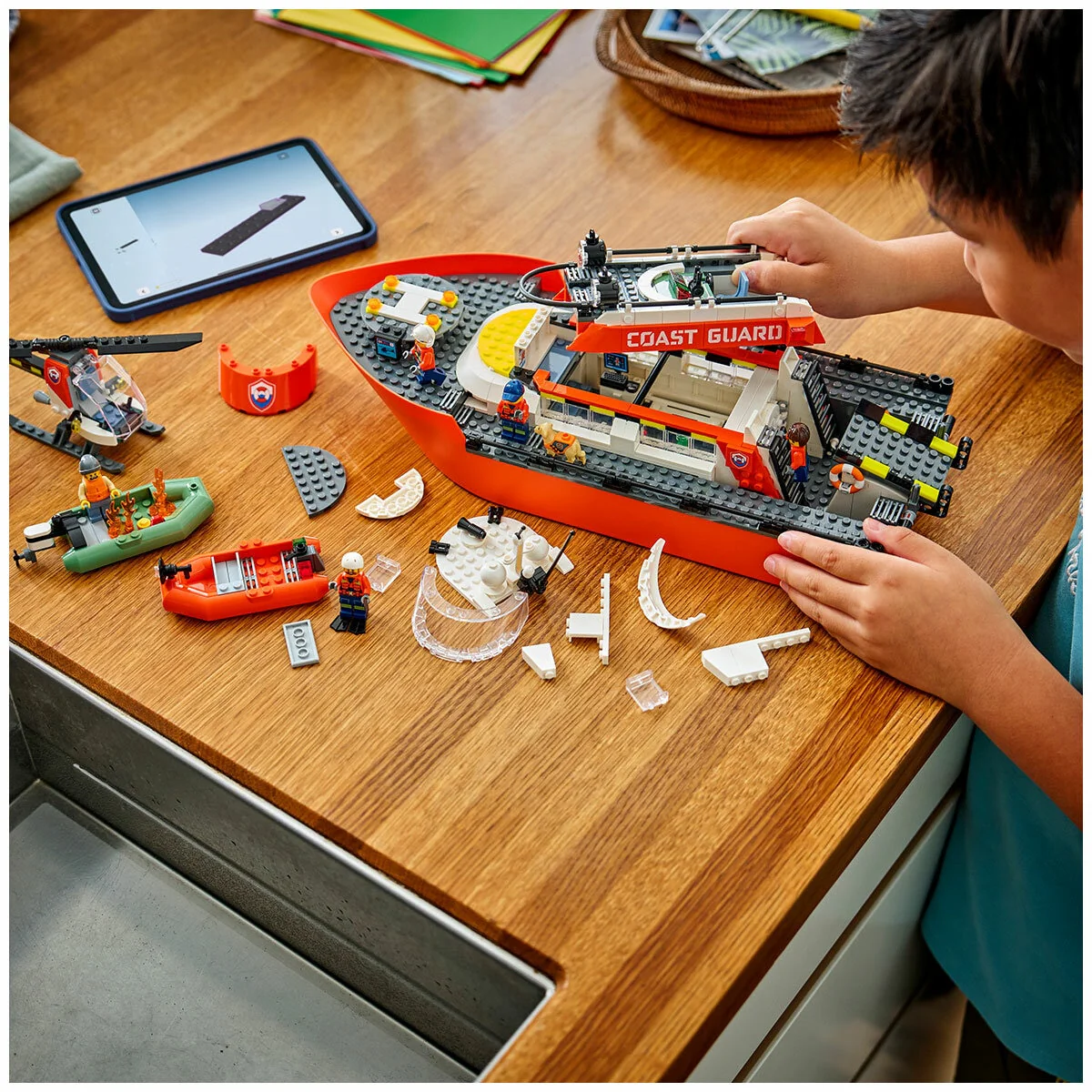 LEGO City Coast Guard Rescue Boat & Helicopter 60504, 742-Piece Floating - Image 2