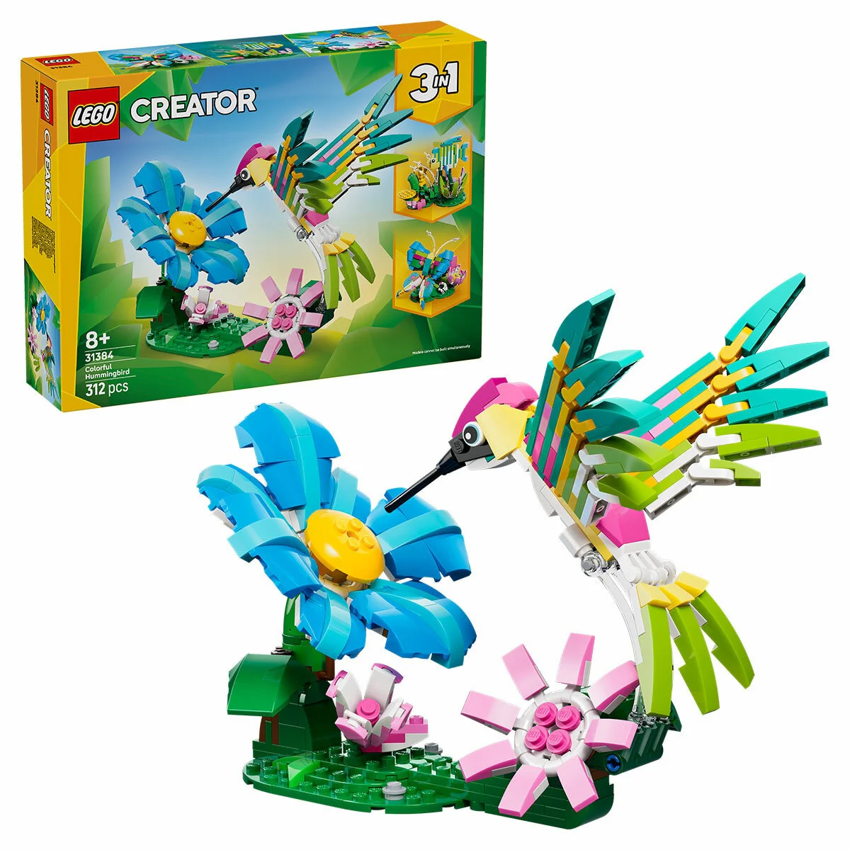 LEGO Creator 3-in-1 Wild Animals Colourful Hummingbird 31384 312 Pieces