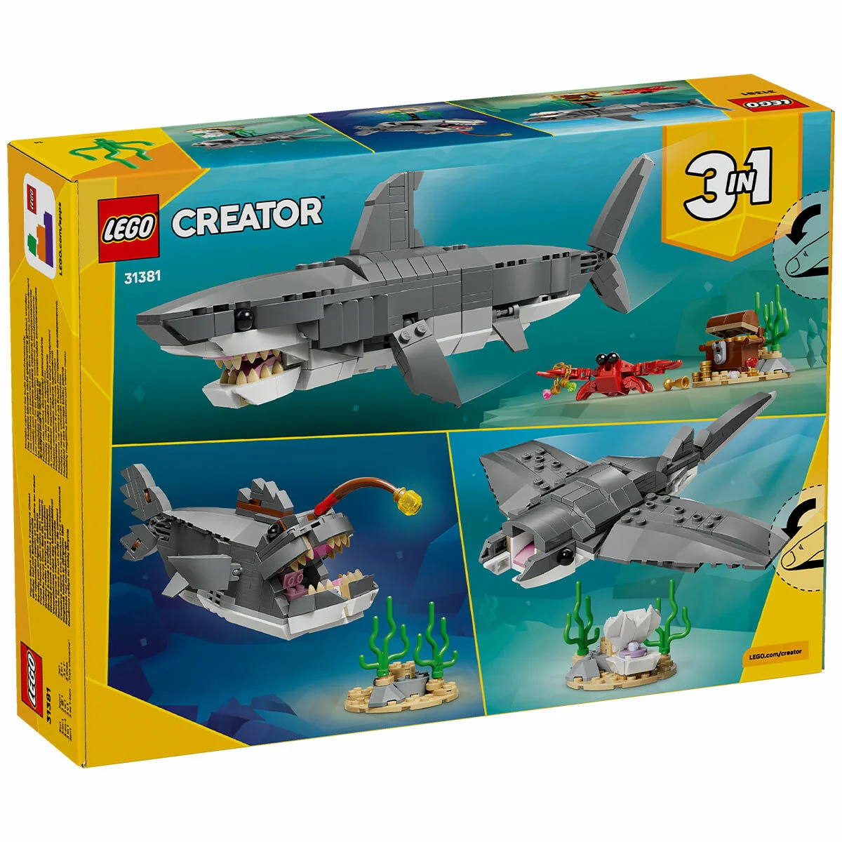 LEGO Creator 3 in 1 Posable Shark Treasure Chest 31381 379 Pieces - Image 9