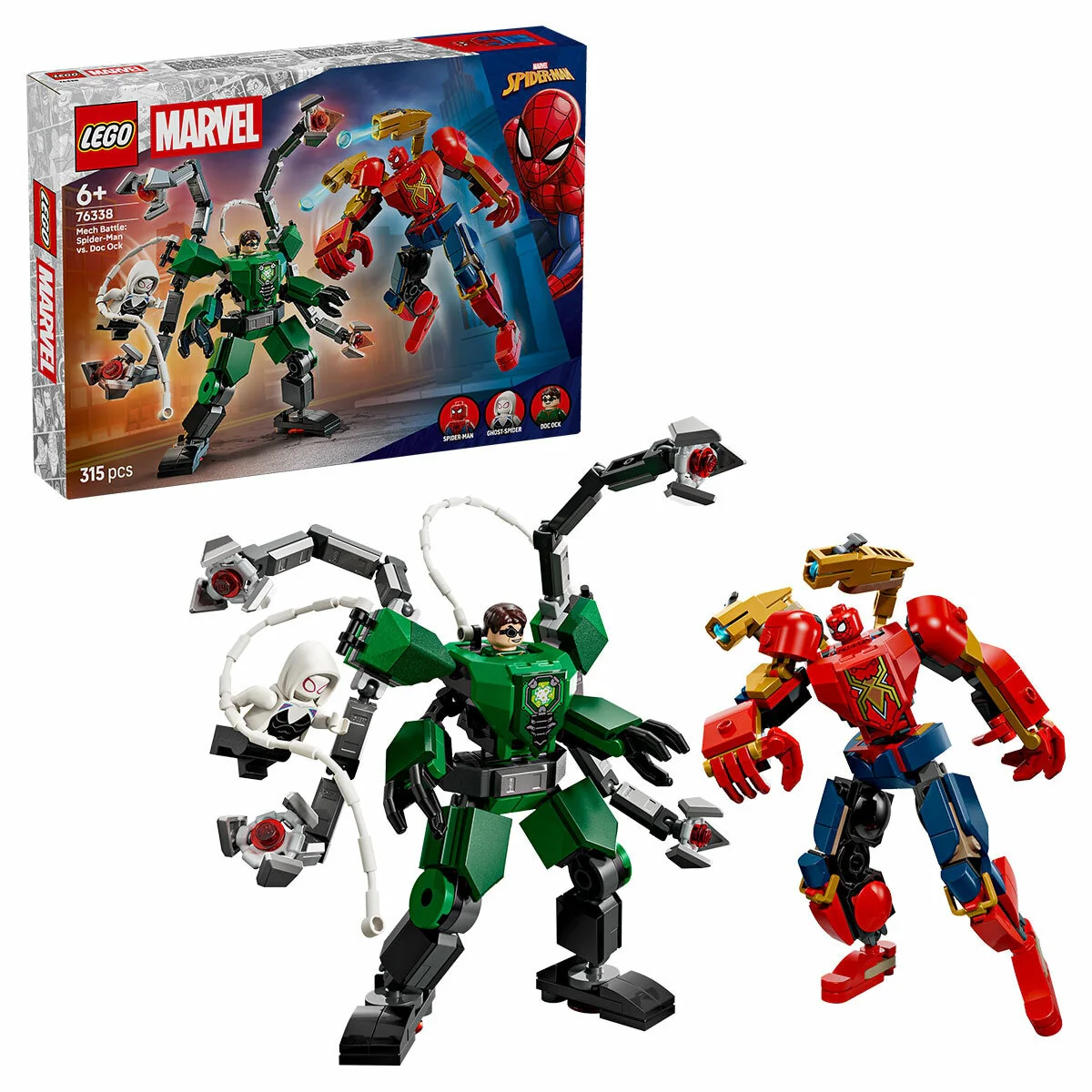 LEGO Marvel Mech Battle Posable Spider-Man vs Doc Ock 76338 315 Pieces