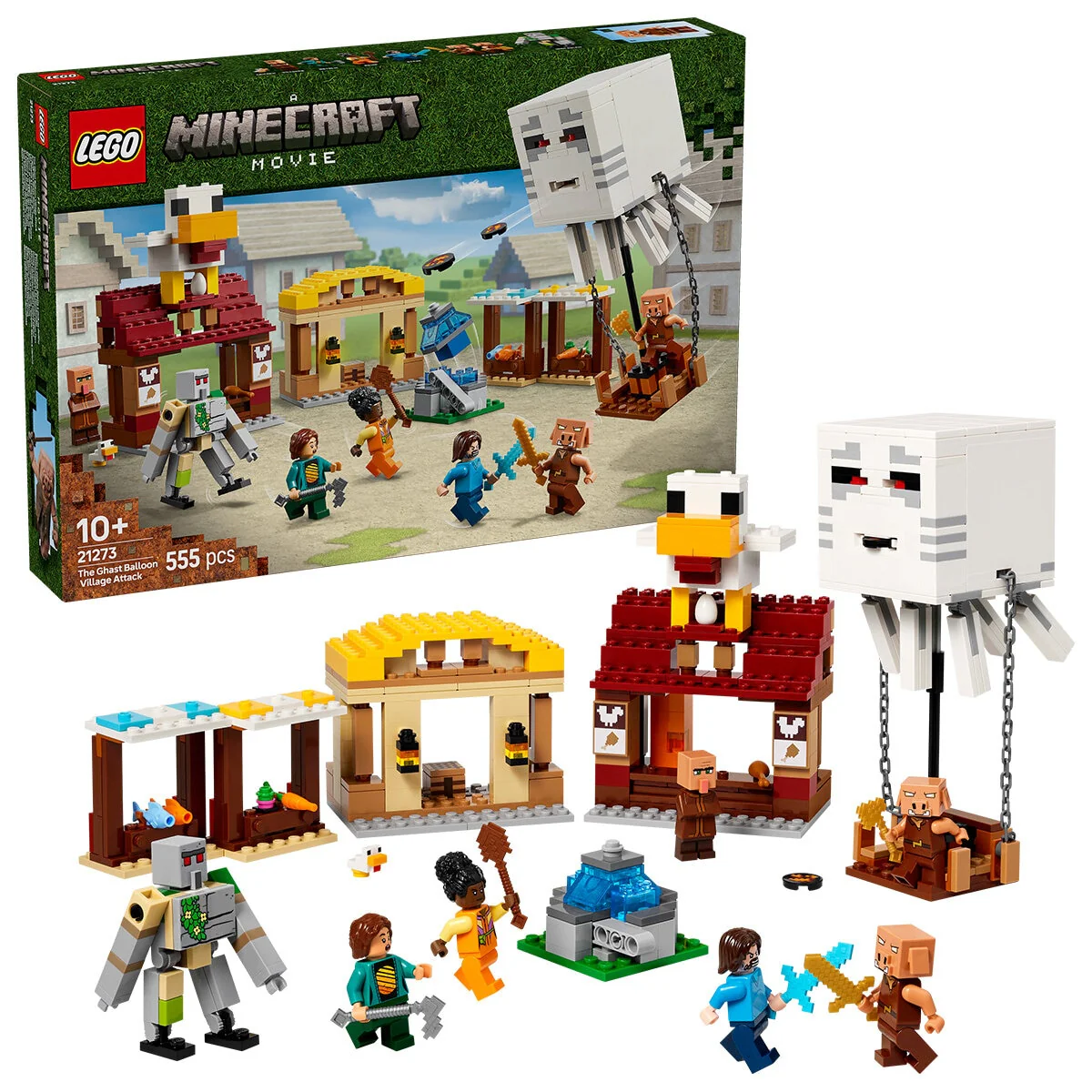 LEGO Minecraft Ghast Balloon Village Attack 21273 555pc Action Set 10+