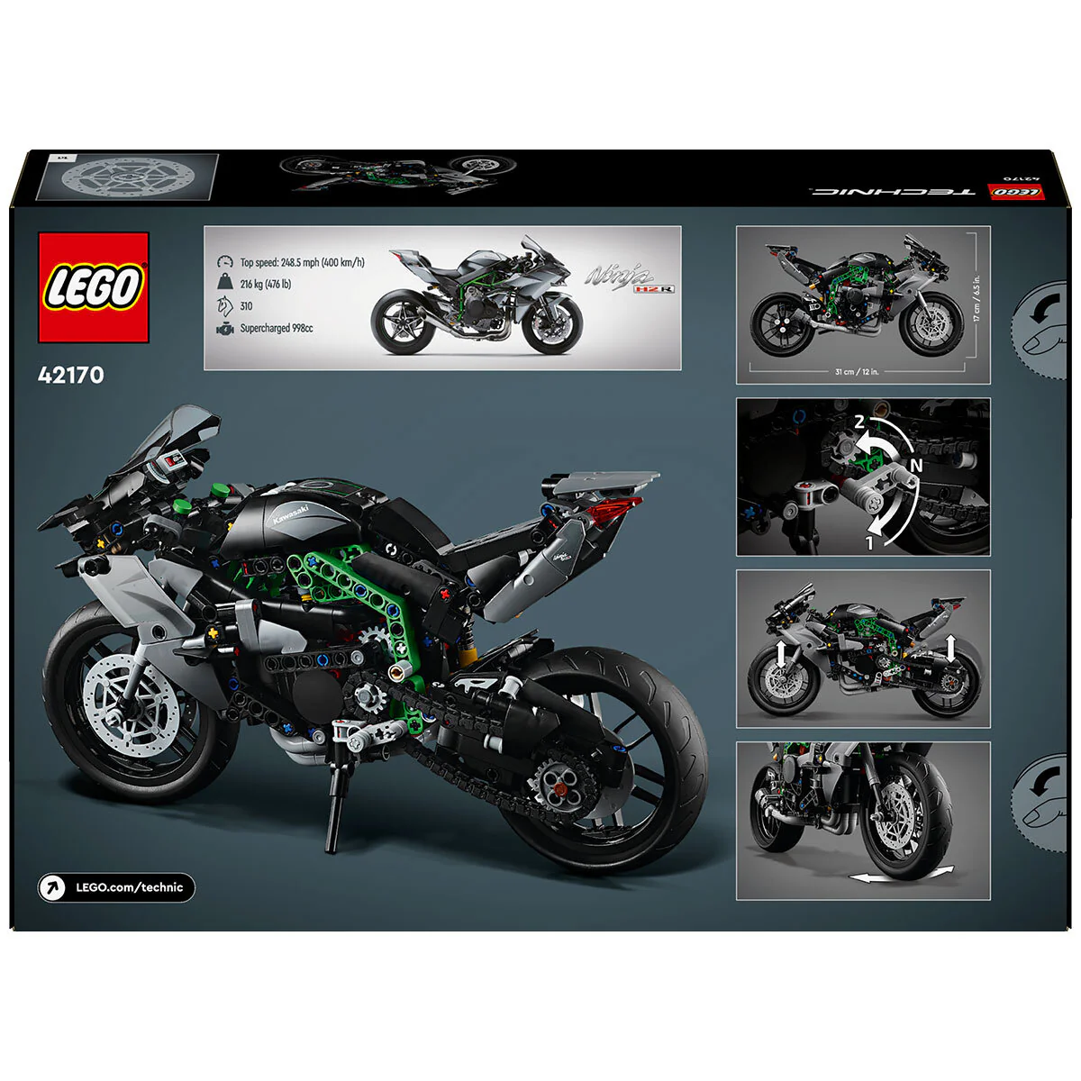 LEGO Technic Kawasaki Ninja H2R Motorcycle 42170 1:8 Scale Model Kit - Image 8