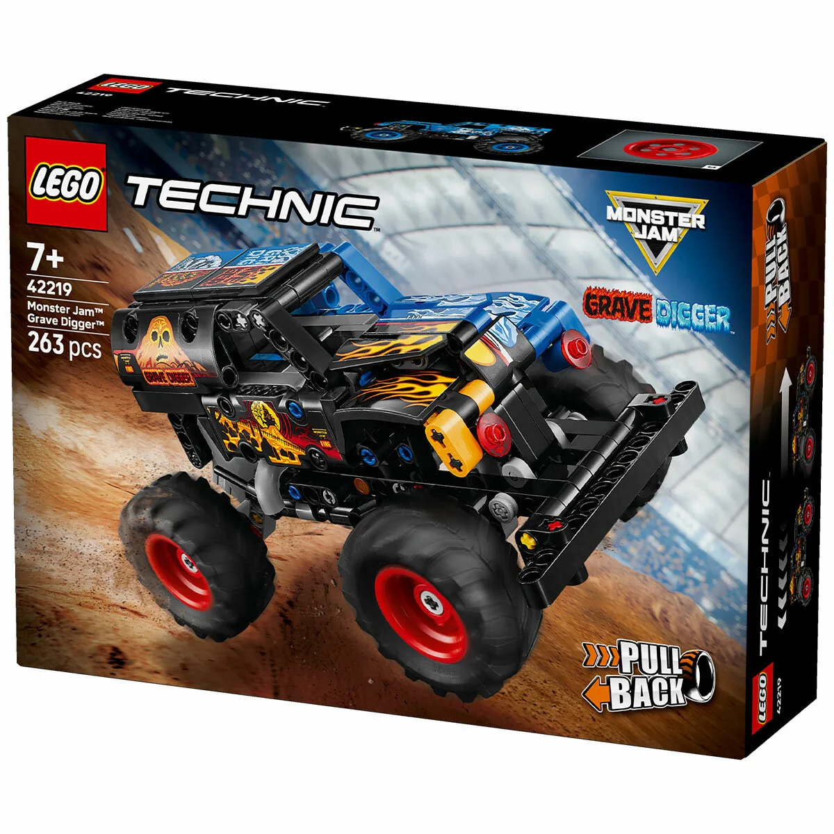 LEGO Technic Monster Jam Grave Digger Fire and Ice 42219 263-Piece Pull-Back Truck - Image 6