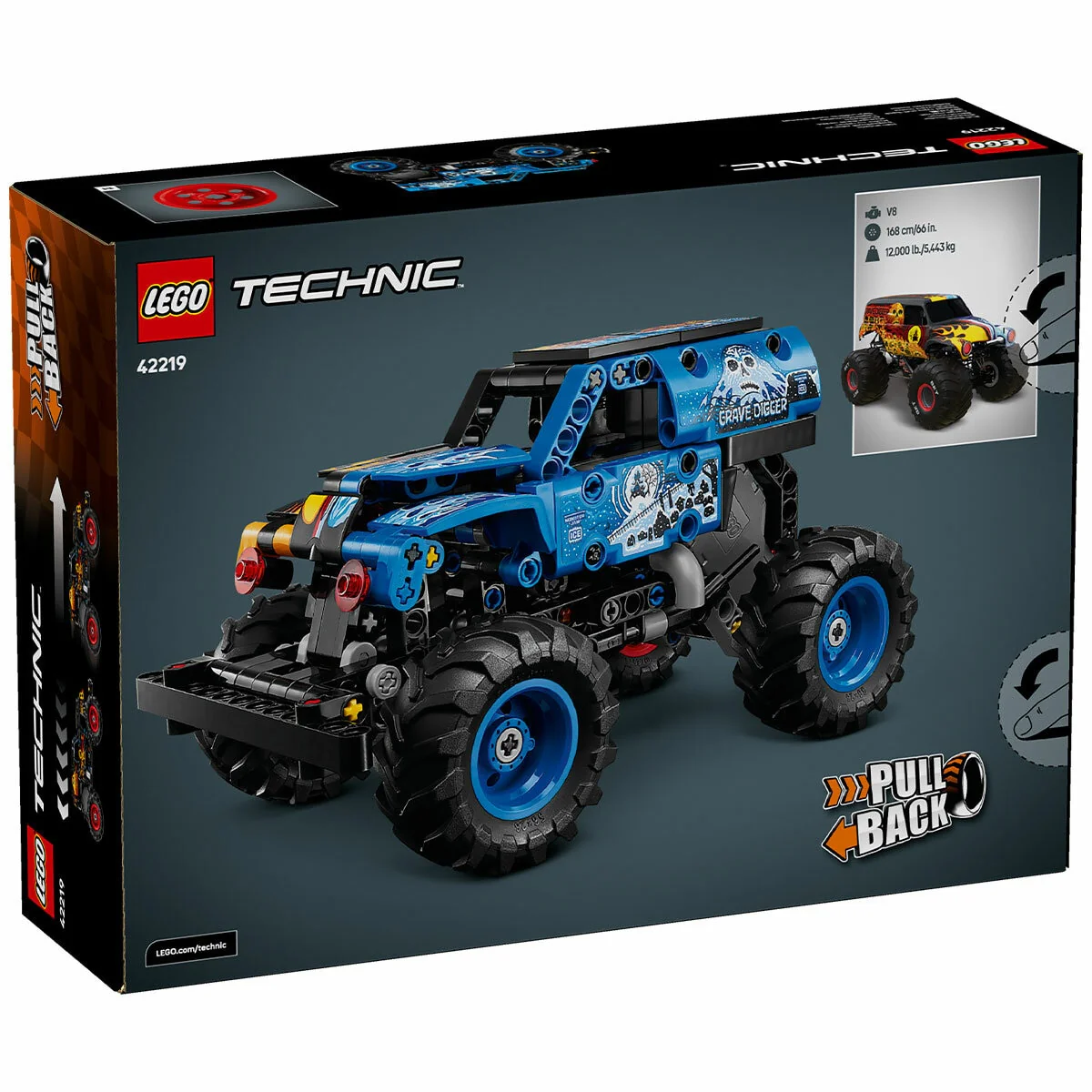 LEGO Technic Monster Jam Grave Digger Fire and Ice 42219 263-Piece Pull-Back Truck - Image 7