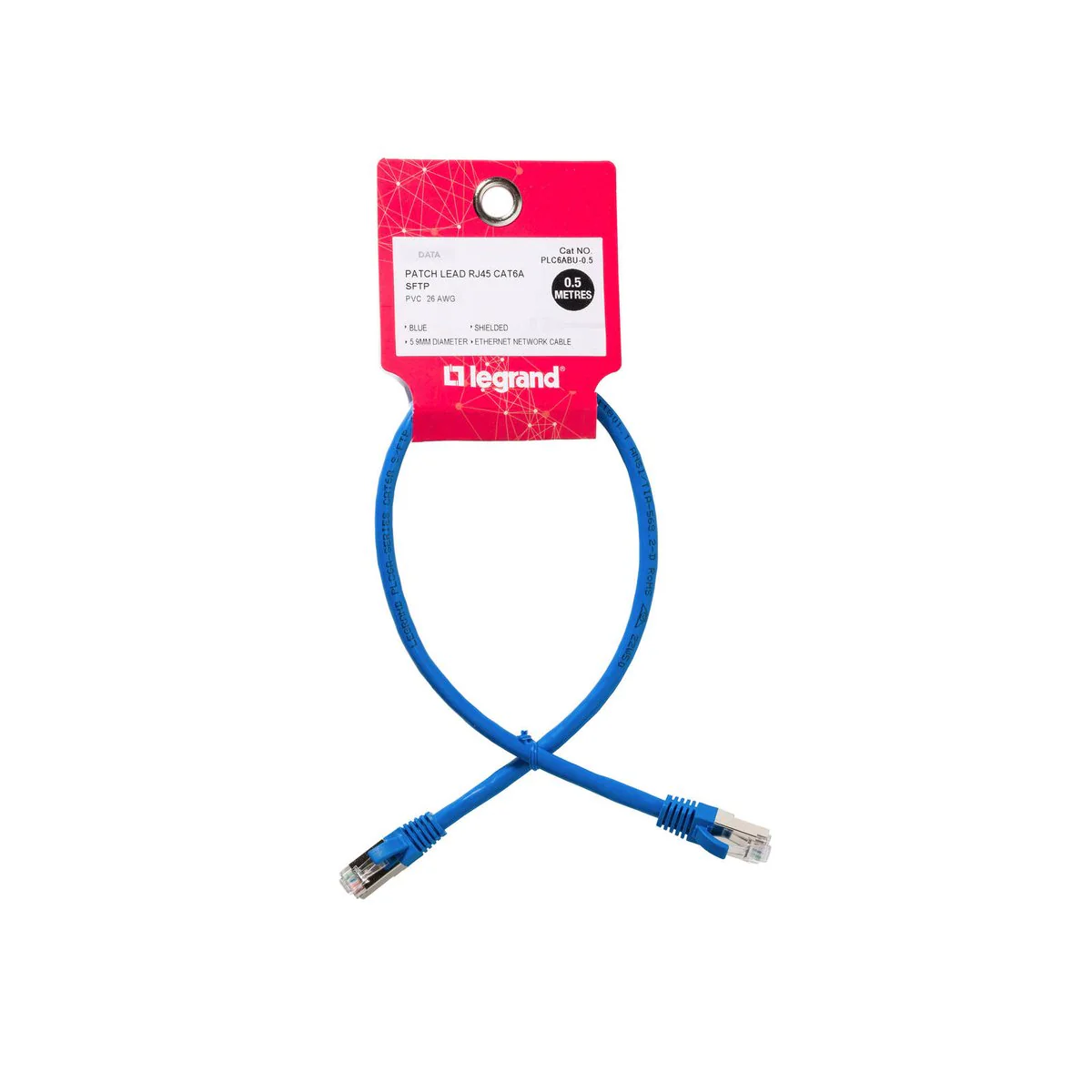 Legrand Cat6A RJ45 S/FTP Patch Lead - 0.5m - Blue - High-Speed Networking