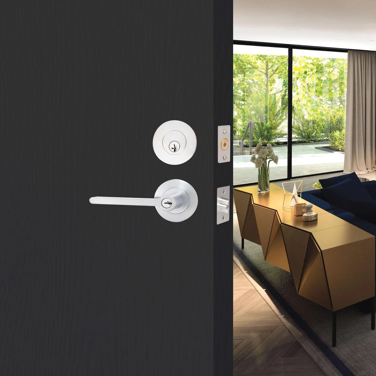 Lemaar Satin Chrome Orba Entrance Set - 65mm - C4 Cylinder - Zinc - Image 2