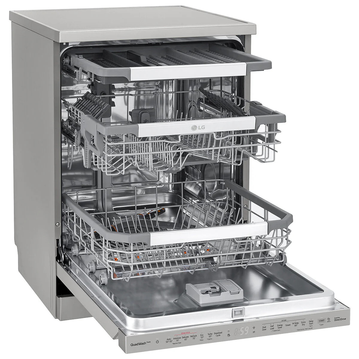 LG 15 Place QuadWash Freestanding Dishwasher XD3A25PS Platinum Steel - Image 5