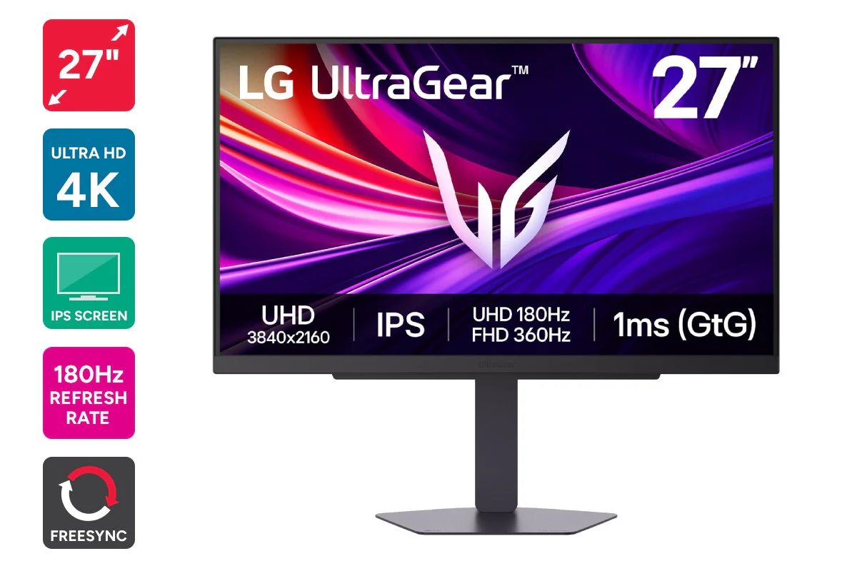 LG 27" UltraGear 4K UHD 180Hz G-Sync Gaming Monitor - 1ms Response Time