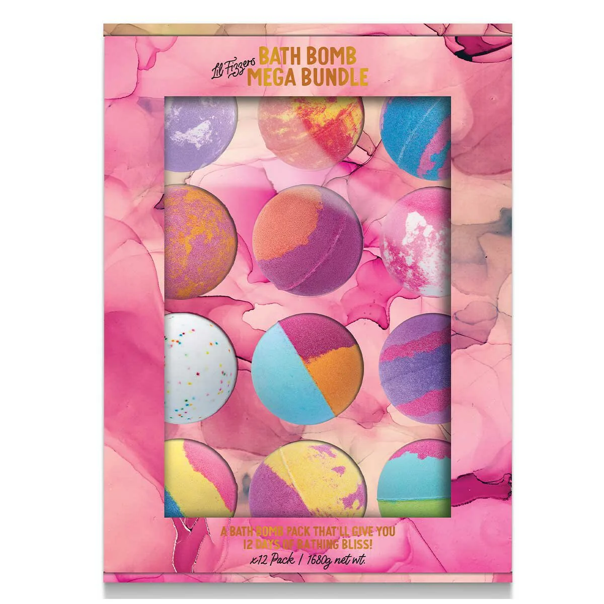 Lil Fizzers Watercolour Pink Bath Bombs 12 Pack Colourful Mega Bundle
