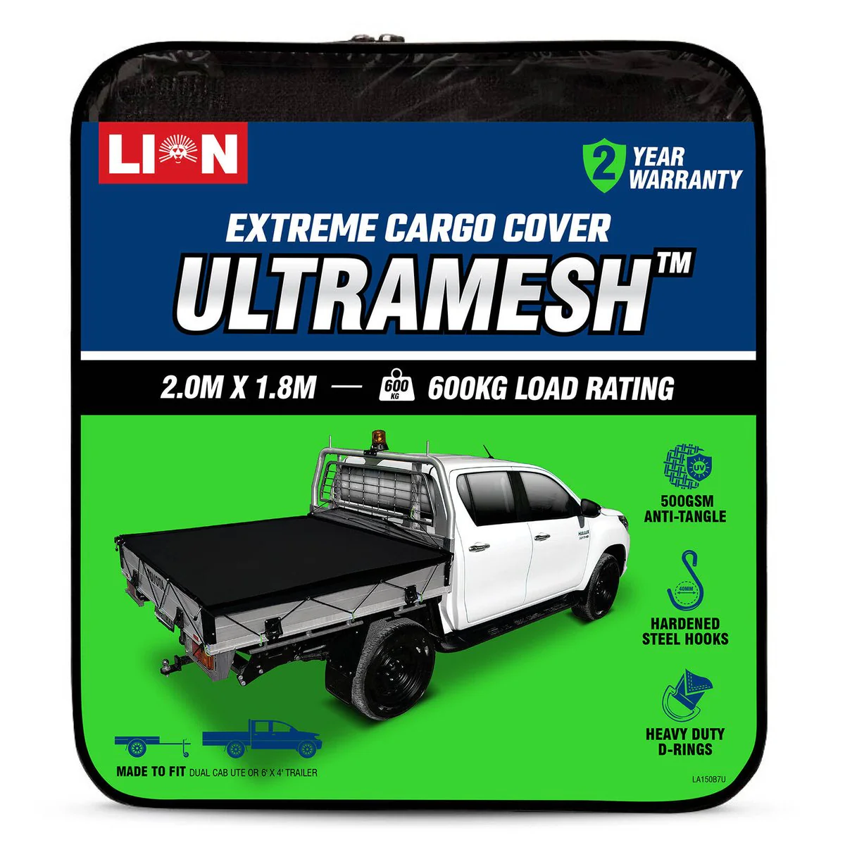 Lion Ultramesh Cargo Net - 2.0 x 1.8m - 600kg Capacity - Heavy-Duty Design