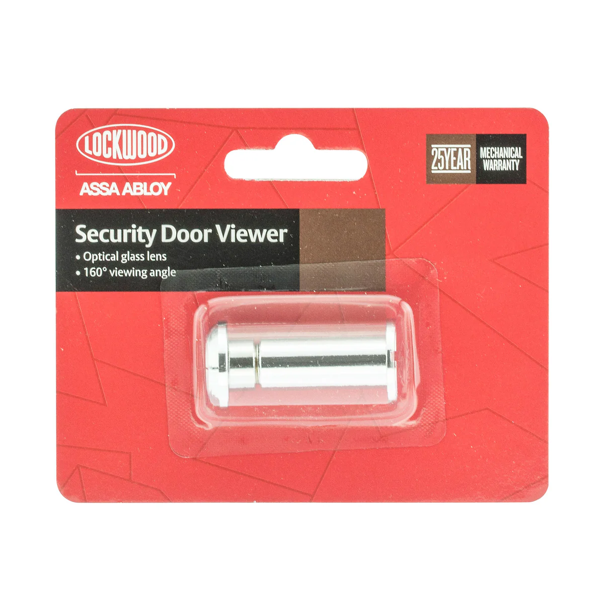 Lockwood Door Viewer - 160° Angle - Brass - Chrome Finish - Durable