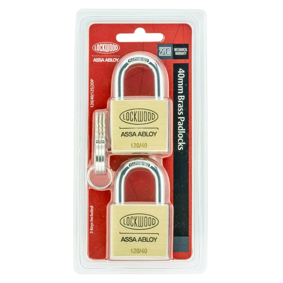 Lockwood Padlock - 40mm - Brass - Heavy Duty 2 Pack - Image 4