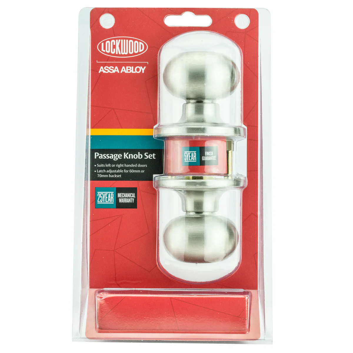 Lockwood Passage Knob Set - 65mm - Stainless Steel - Fire Rated