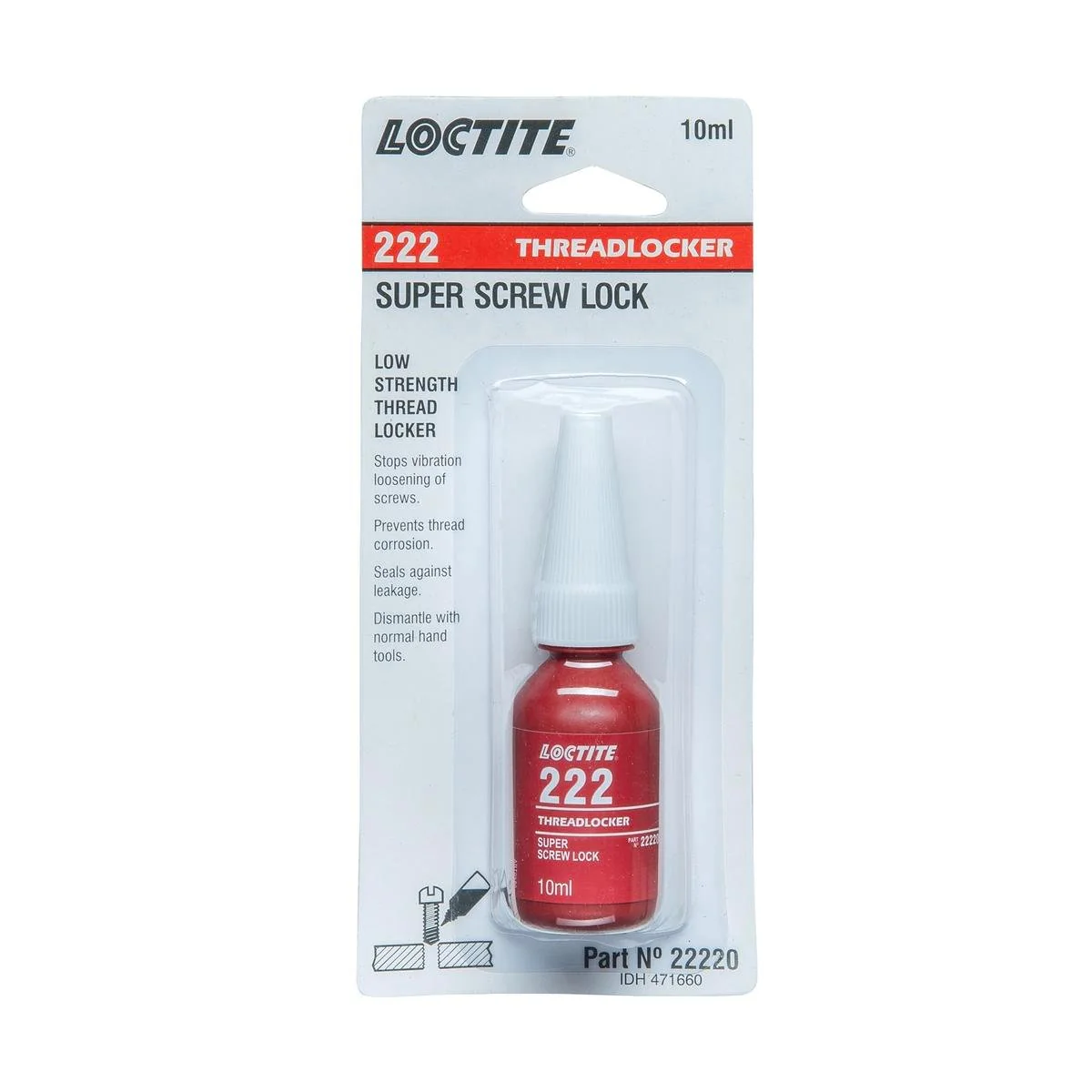 Loctite 222 Threadlocker - 10ml - Dimethacrylate - Vibration Resistant