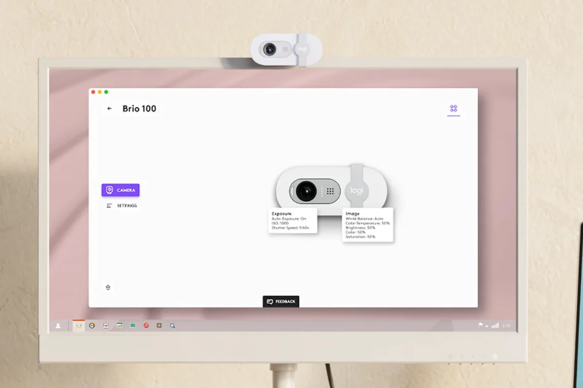 Logitech Brio 100 Webcam - Full HD 1080p, Off White, Easy Setup - Image 8