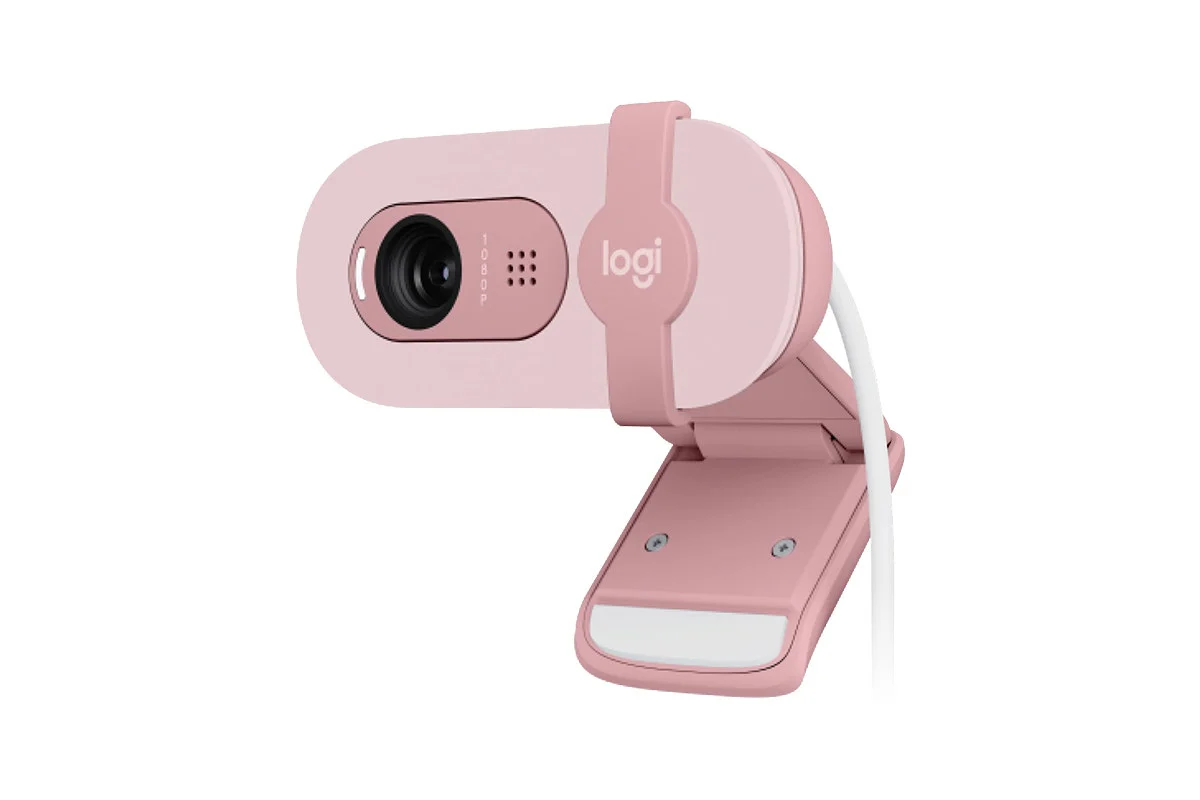 Logitech Brio 100 Webcam - Full HD 1080p, Rose Color, Easy Setup