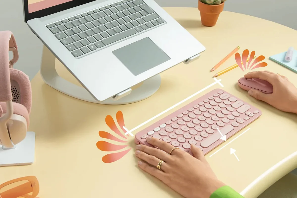 Logitech Pebble 2 Wireless Keyboard and Mouse Combo in Rose - Image 7