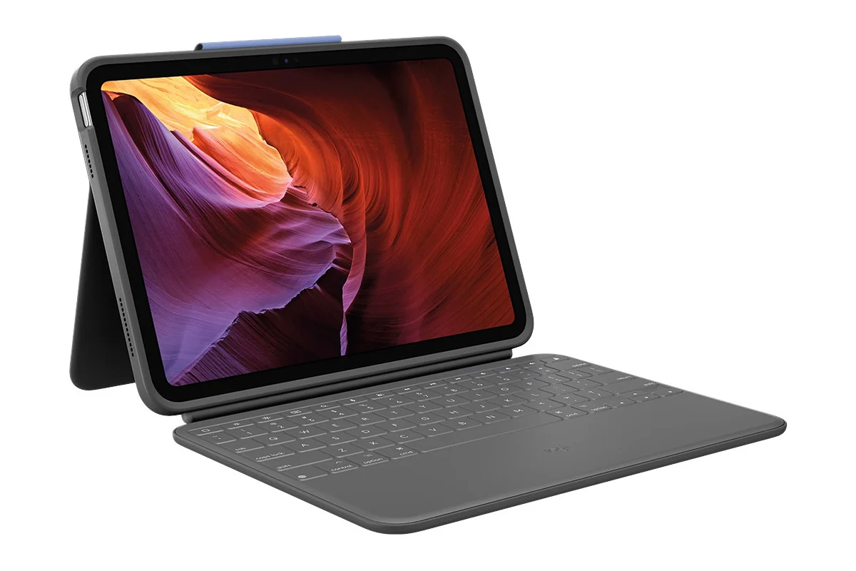 Logitech Rugged Folio Case for iPad 10th Gen - Grey, Heavy-Duty Protection