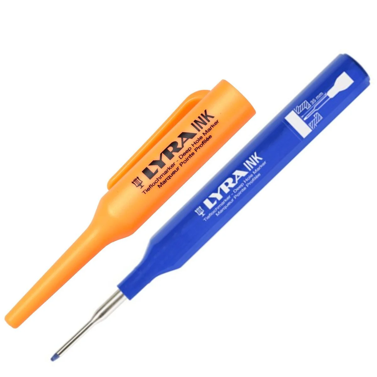 Lyra Blue Deep Hole Permanent Construction Marker - 1mm Tip - 35mm Stainless Steel Tip - Water Resistant