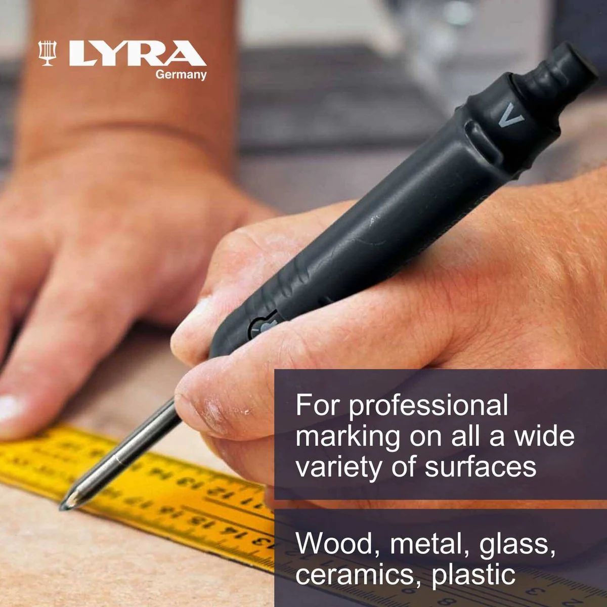 Lyra Carpenters Pencil - 2B - Stainless Steel - All Surface Use - Image 4