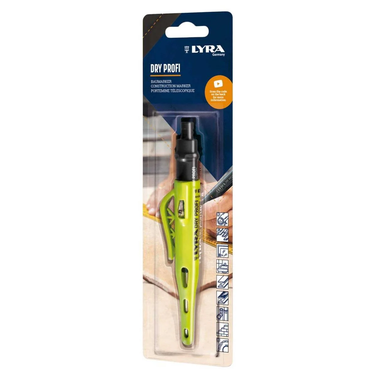 Lyra Carpenters Pencil - 2B - Stainless Steel - All Surface Use - Image 5