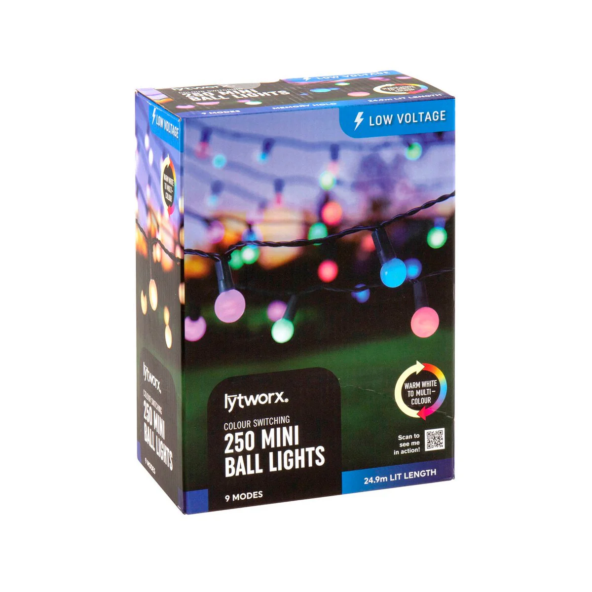 Lytworx Colour Switch Mini Ball Lights 250 Pack - 24.9m - Energy Efficient - Indoor/Outdoor
