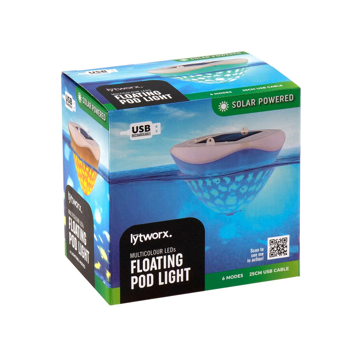 Lytworx Solar Multicolour Floating Pod Light - 135mm - Water-Resistant - 6 Modes