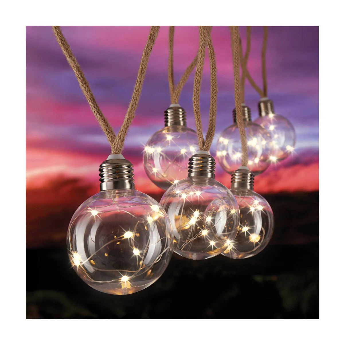 Lytworx Warm White Solar Burlap Rope Lights 6 Pack - 2.5m - 48 LEDs - Energy Efficient - Image 2