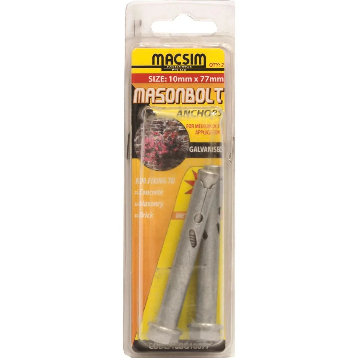 Macsim Fasteners 10 x 77mm Galvanised Sleeve Anchor 2 Pack