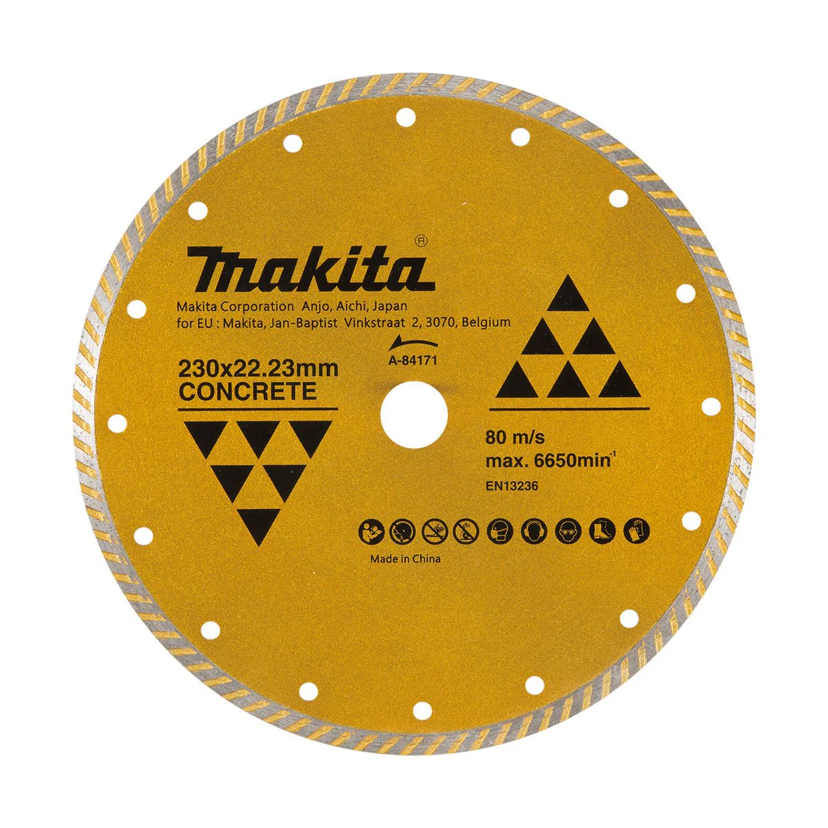 Makita 230mm Diamond Blade Turbo Rim A-84171 - Dry Cutting - Cost-Effective