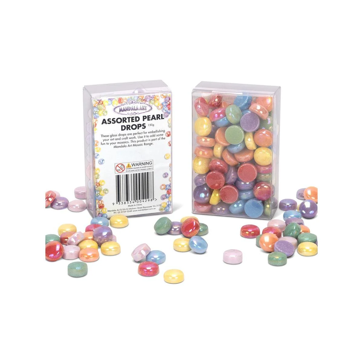 Mandala Art Assorted Pearl Drops - 12mm Glass - Assorted Colours - Smooth Finish