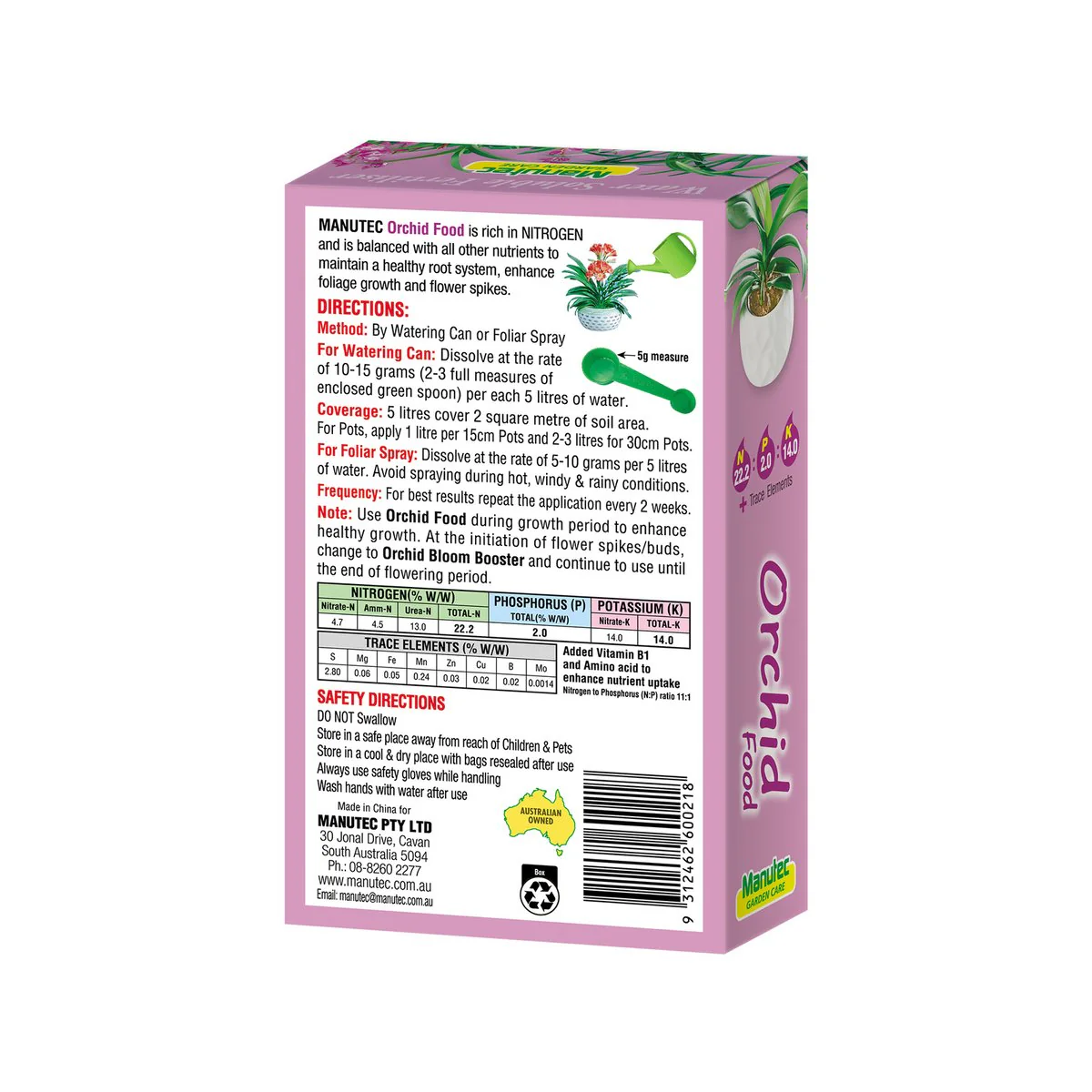 Manutec Orchid Food - 600g - Soluble Crystalline Powder - Growth Fertiliser - Image 2