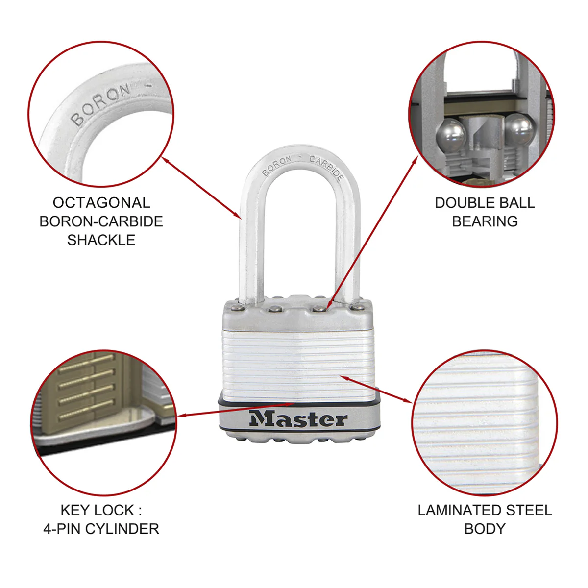 Master Lock 45mm Magnum Padlock - 38mm Long Shackle - High Security - Image 2