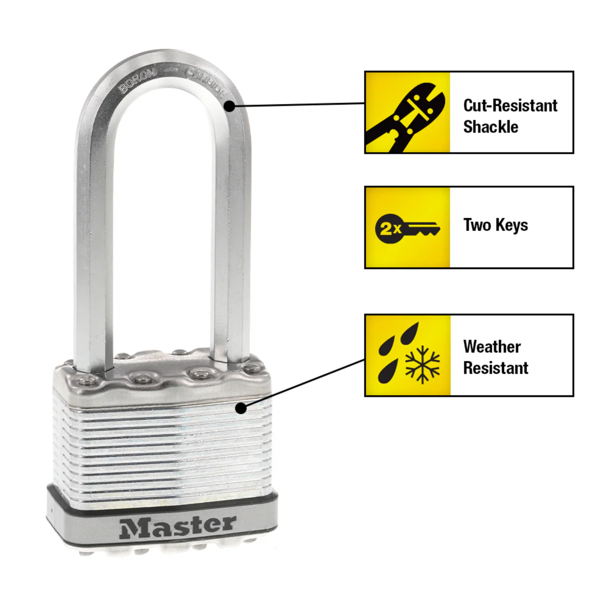 Master Lock 51mm Magnum Padlock - 64mm Extra Long Shackle - M5DLJ - Image 2