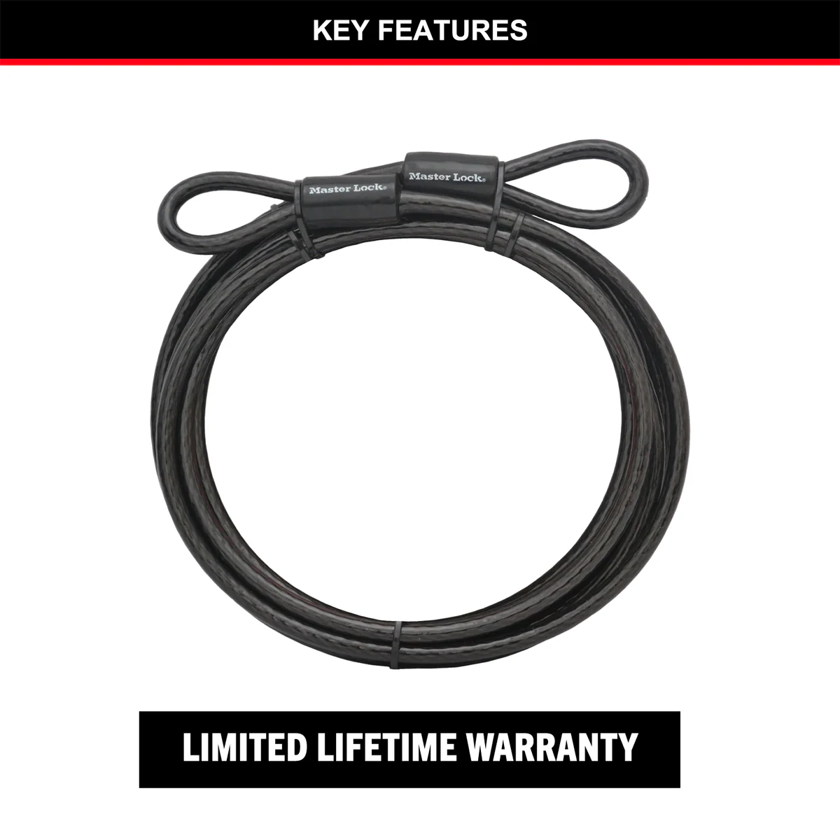Master Lock Cable Lock - 10mm x 4.6m - Braided Steel - Vinyl Coated - Image 3