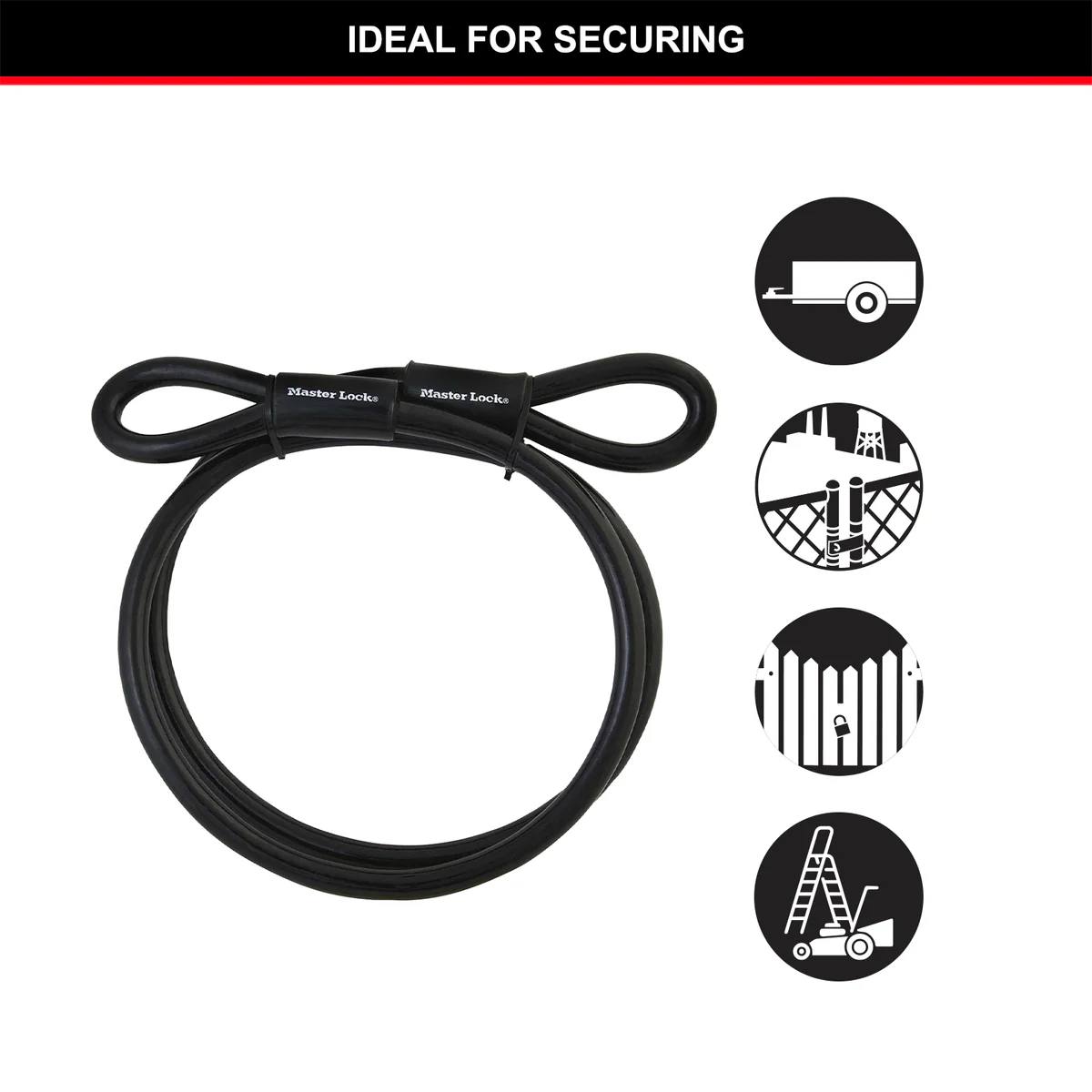 Master Lock Cable Lock - 10mm x 4.6m - Braided Steel - Vinyl Coated - Image 5