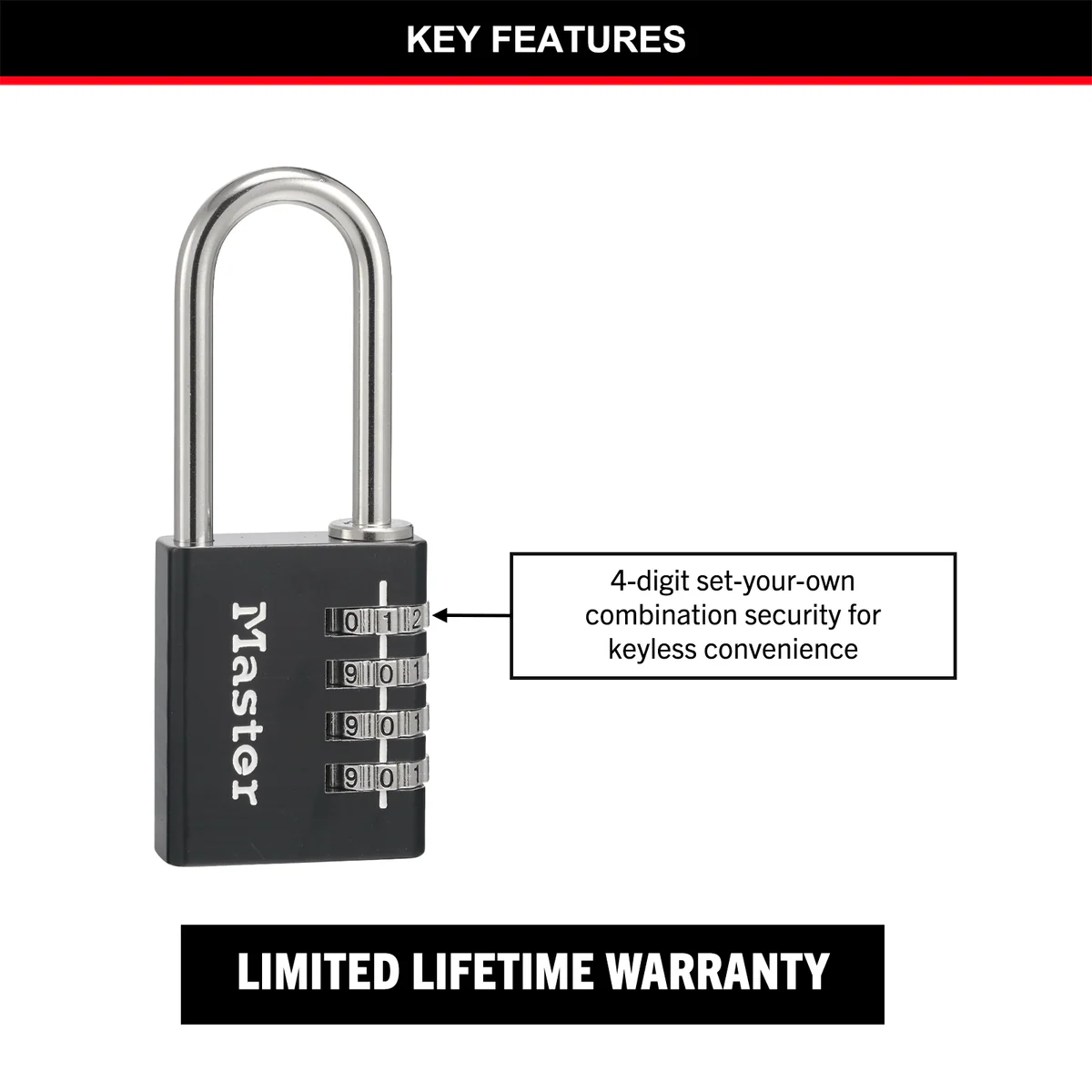 Master Lock Combination Padlock - 51mm Shackle - Aluminium - Keyless - Image 3