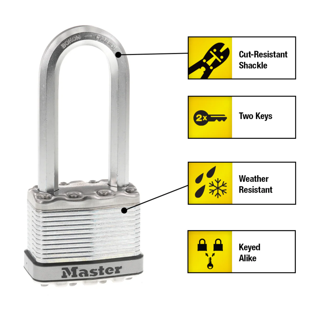 Master Lock Magnum Padlock 50mm with 64mm Extra Long Shackle - 2 Pack - Image 3