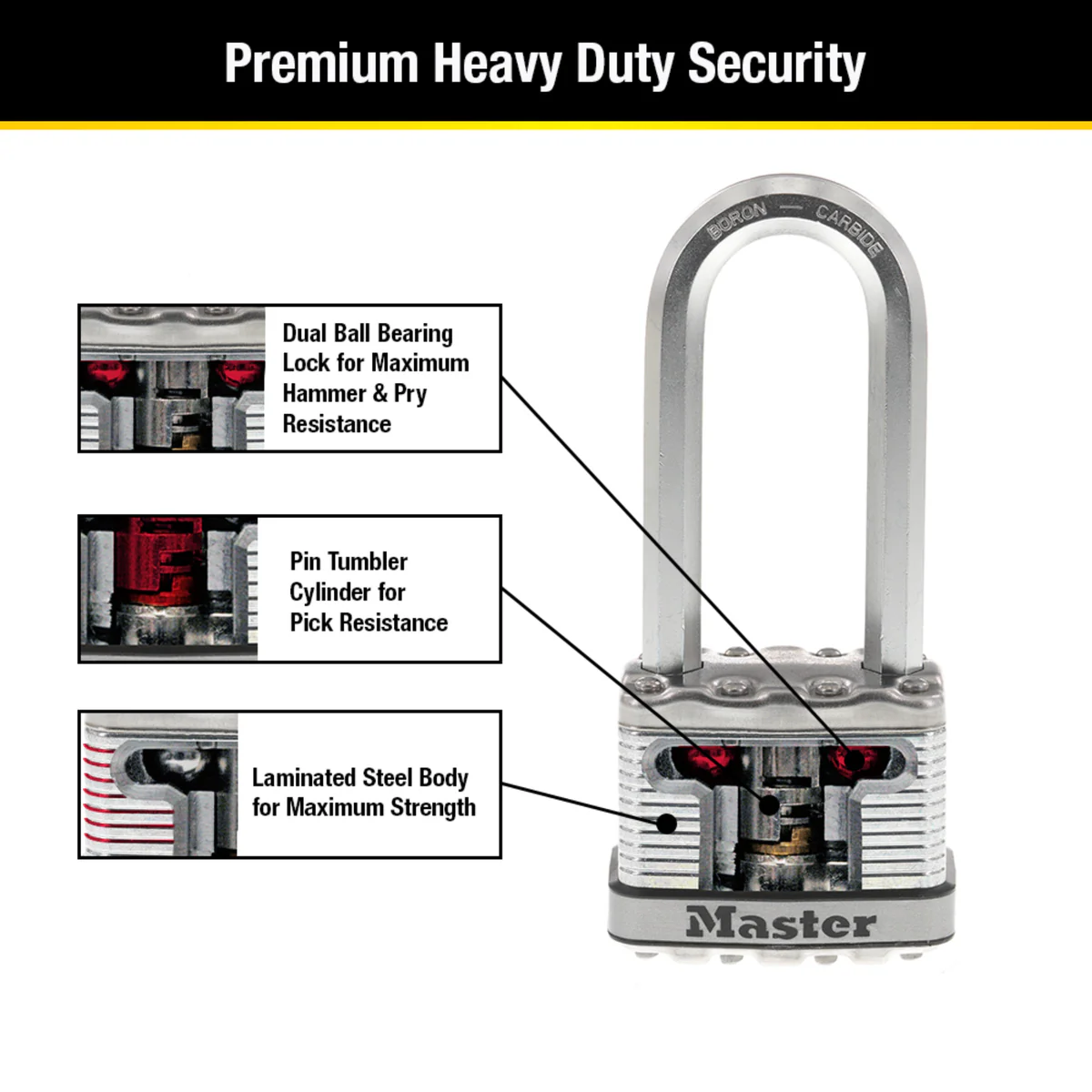 Master Lock Magnum Padlock 50mm with 64mm Extra Long Shackle - 2 Pack - Image 4