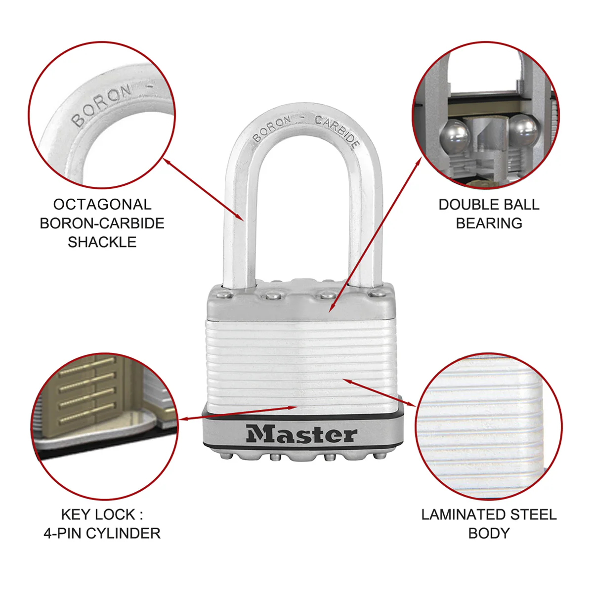 Master Lock Magnum Padlock - 51mm Wide - 38mm Long Shackle - M5DLF - Image 2