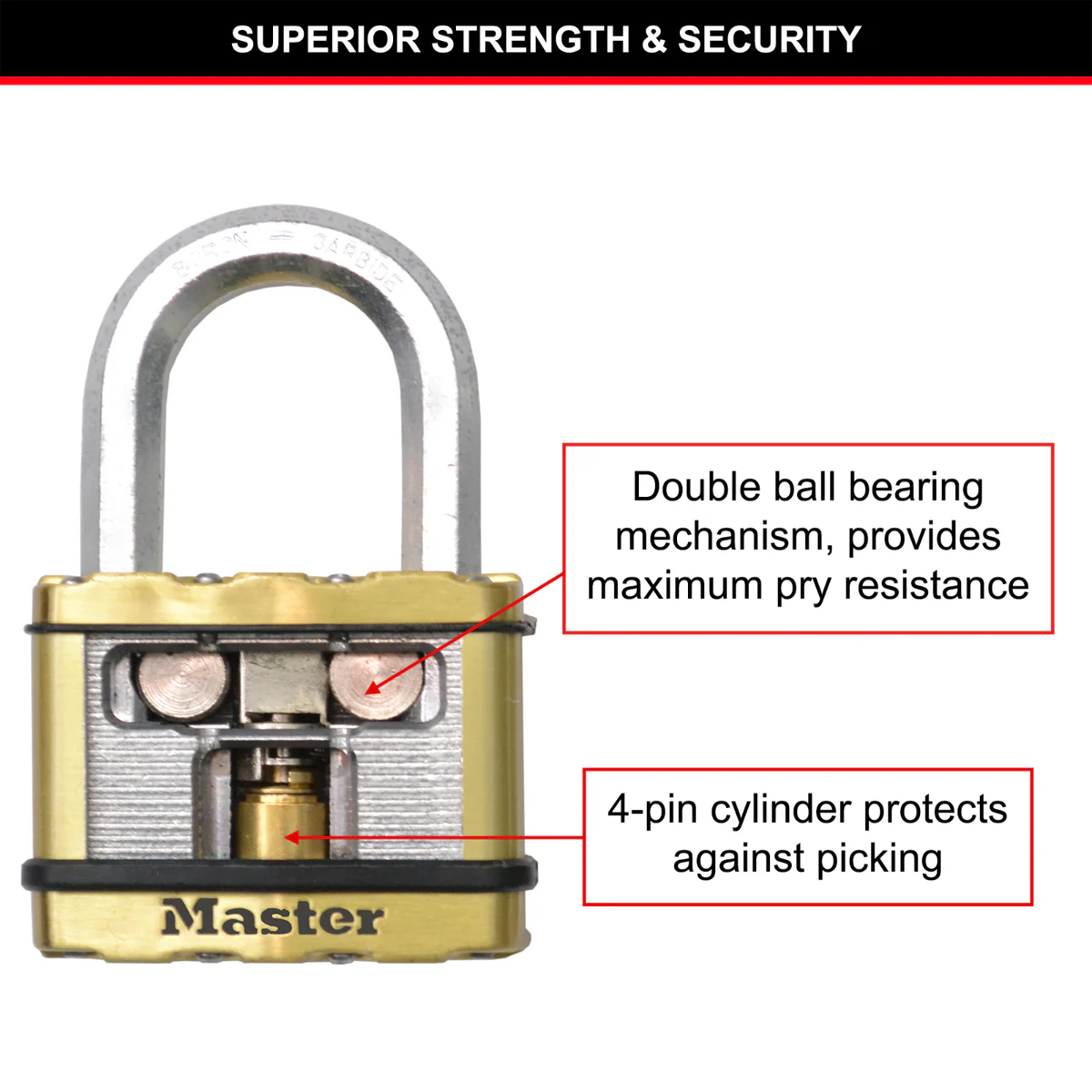 Master Lock Padlock - 50mm - Laminated Steel - Weather Resistant - Image 4