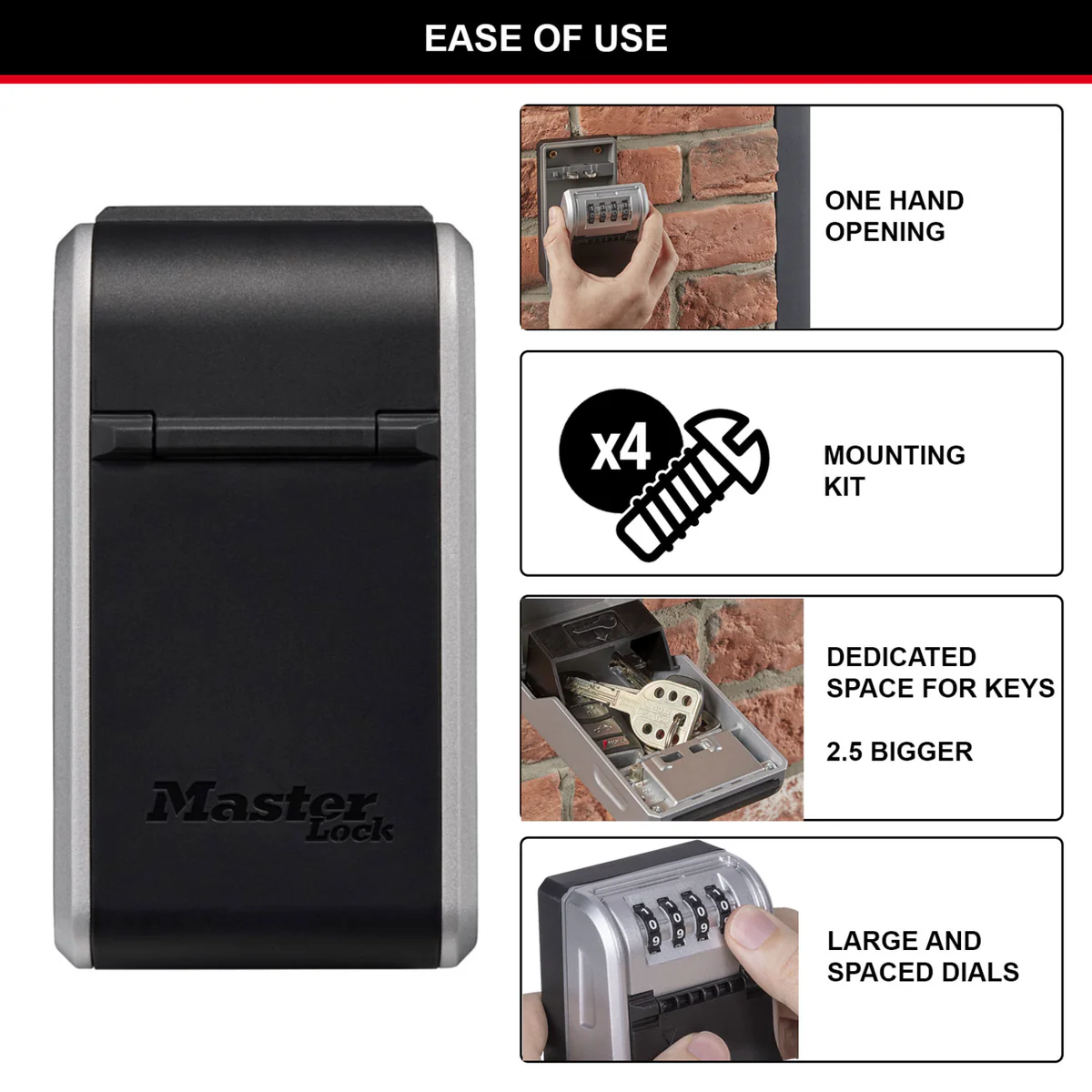 Master Lock Wall Mount Key Safe - 10 Keys - 76mm x 136mm - Durable Steel - Image 2