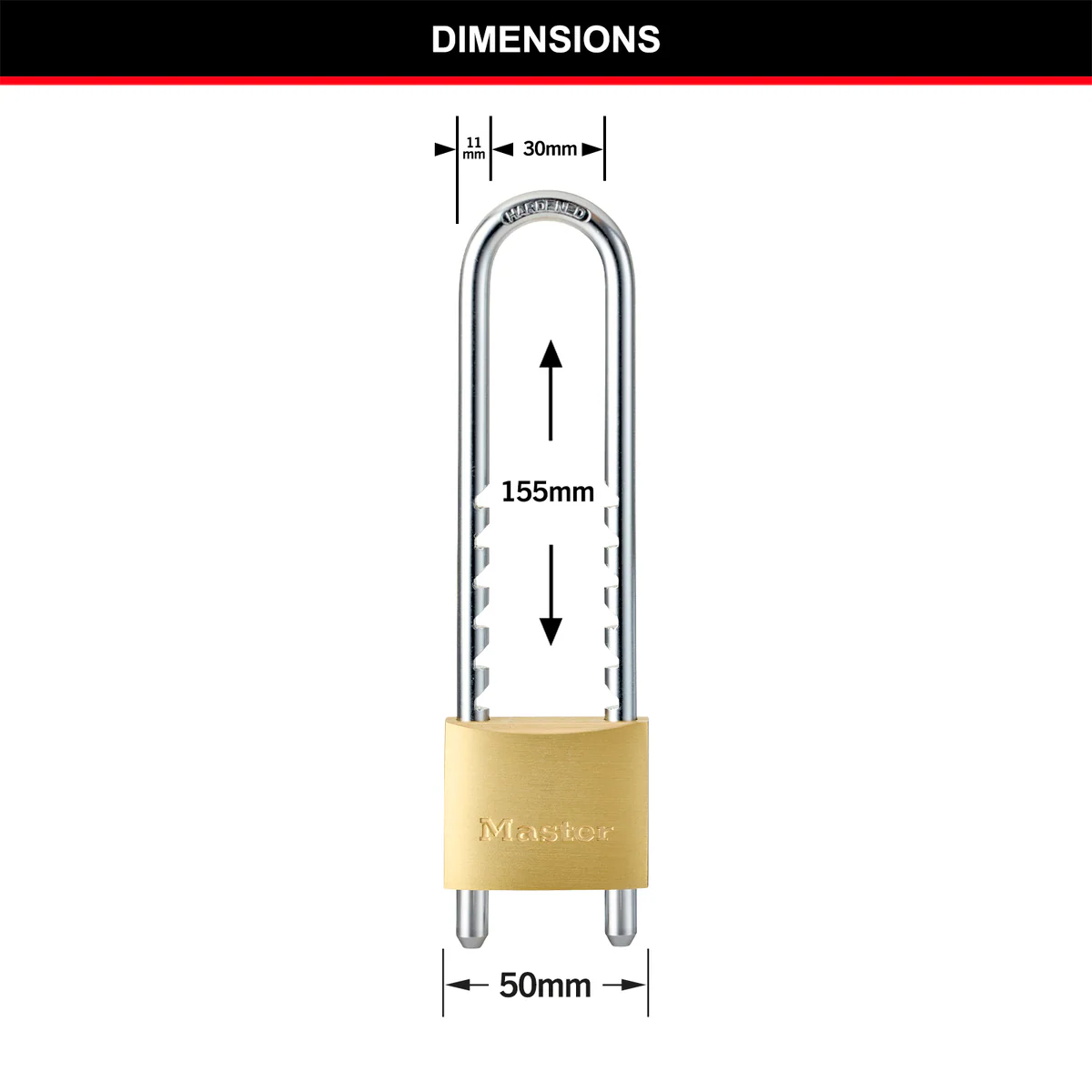 Masterlock 50mm Solid Brass Adjustable Shackle Padlock - 1 Pack - Durable Security - Image 5